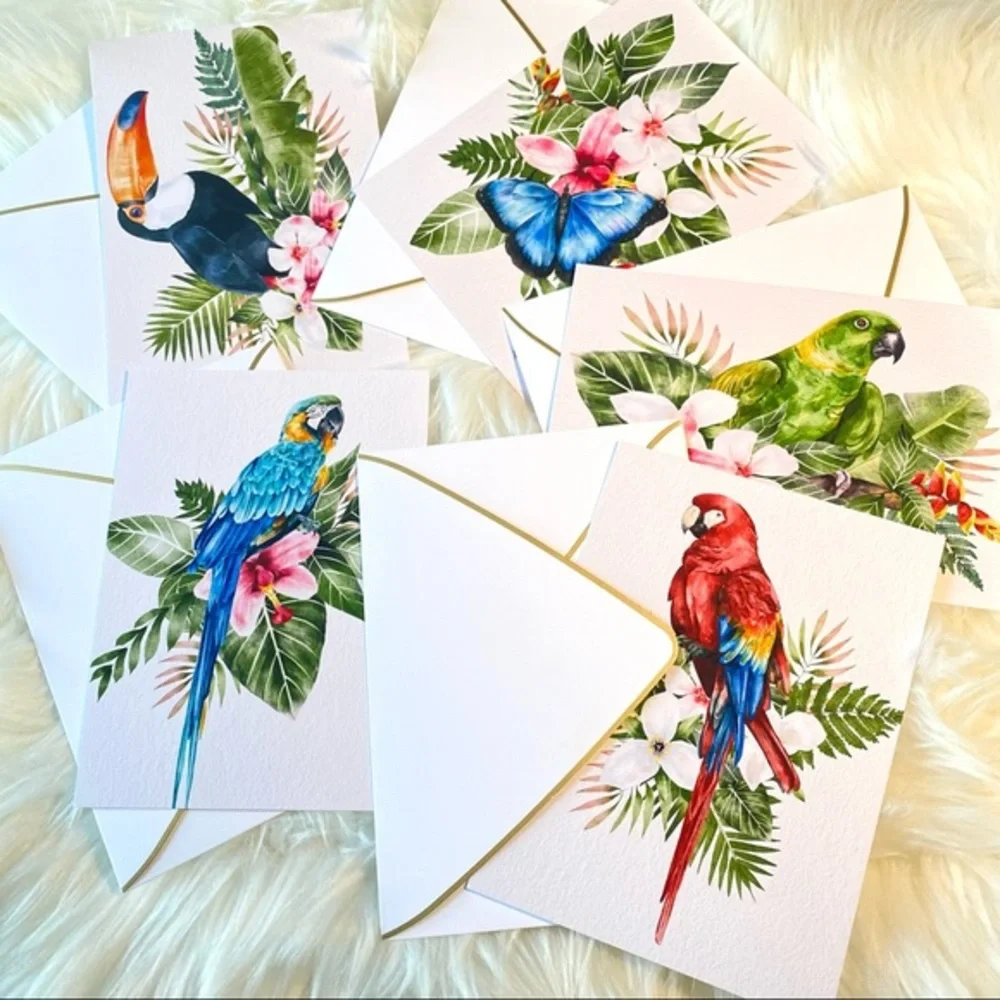 Set of Five “Amazonia Series” Elegant Greeting Cards & Luxury Envelopes - Picture 1 of 15